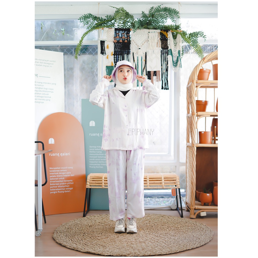 Borahae Long -  Tie Dye Jumputan Lilac Lavender Ungu Baju Tidur Wear Epiphany