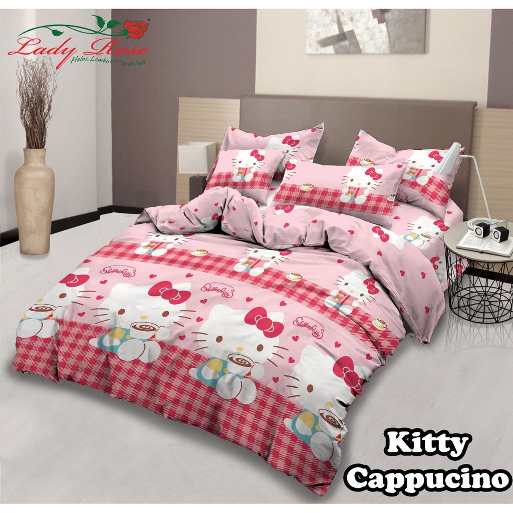 Bed Cover Lady Rose Ukuran King Set Motif Kitty Cappucino Shopee Indonesia