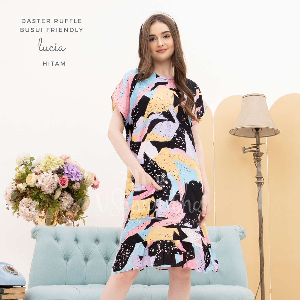 Daster Viral Ruffle Rayon Busui Motif II