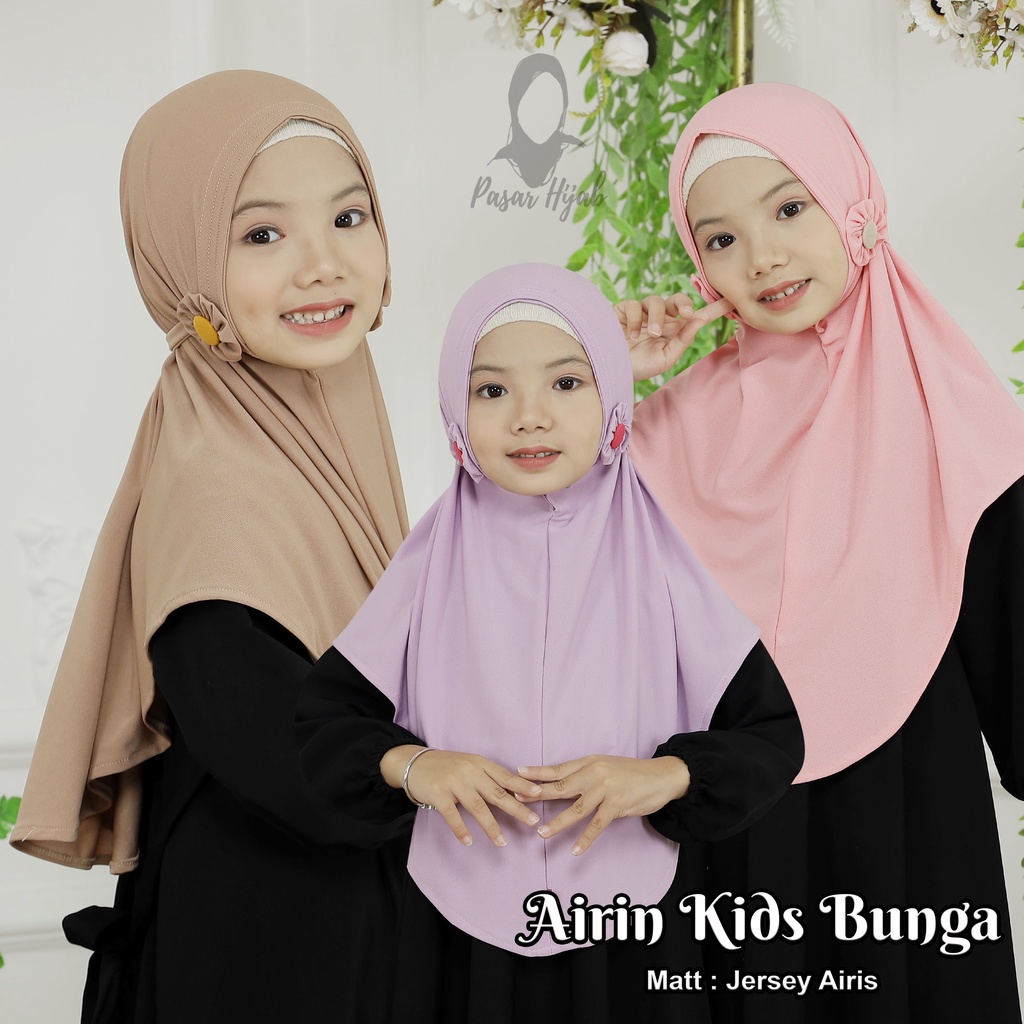 Kerudung Instan Anak Airin Kids Bunga Hijab Instan Tali Jersey Airis Jilbab Instan Anak Pasar Hijab