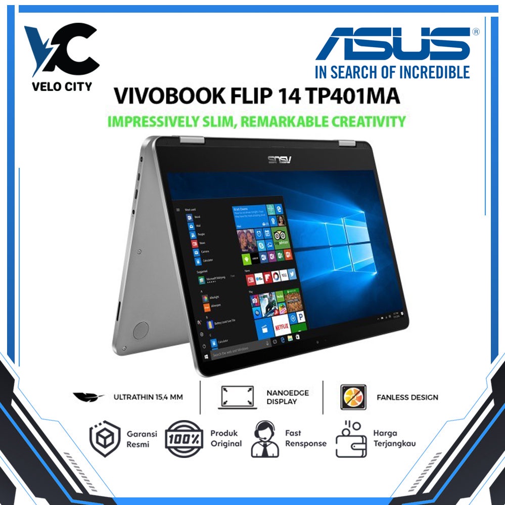 ASUS VivoBook Flip TP401MA-VIPS422 - Light Grey Garansi Resmi