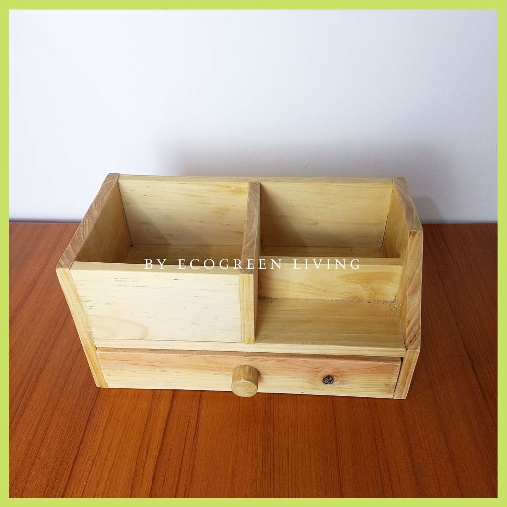 Code DO-03 Rustic Wood Desktop Office Organizer Drawers Storage