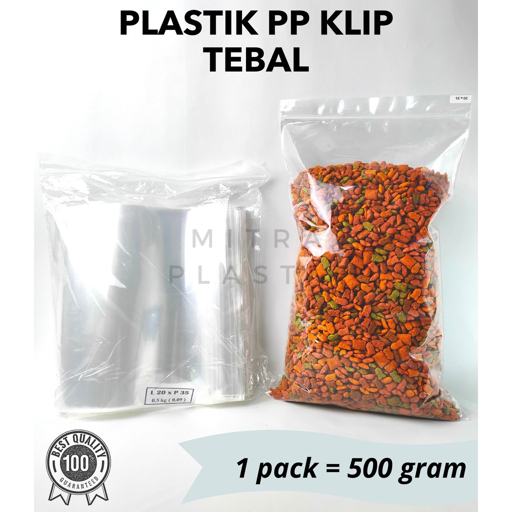 Jual Plastik PP Klip Bening Tebal 90 Micron Zip Lock Zipper 500 Gram ...