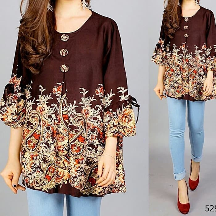 Atasan ATASAN BLOUSE JUMBO MINA CAM BAHAN KATUN RAYON FIT TO XXL - Navy murah