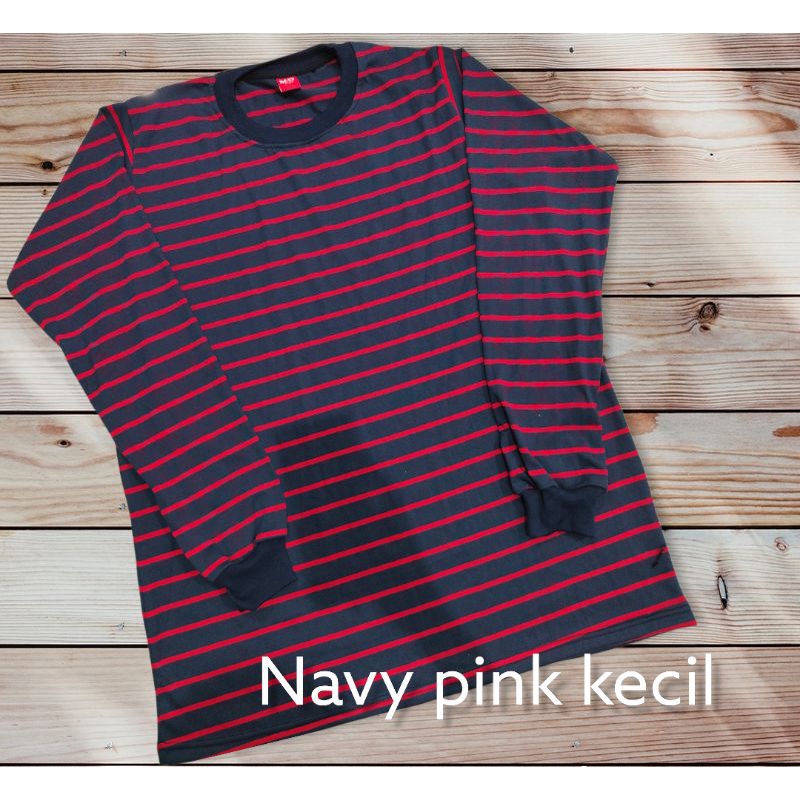 kaos stripe navy pink kecil lengan panjang plus rip