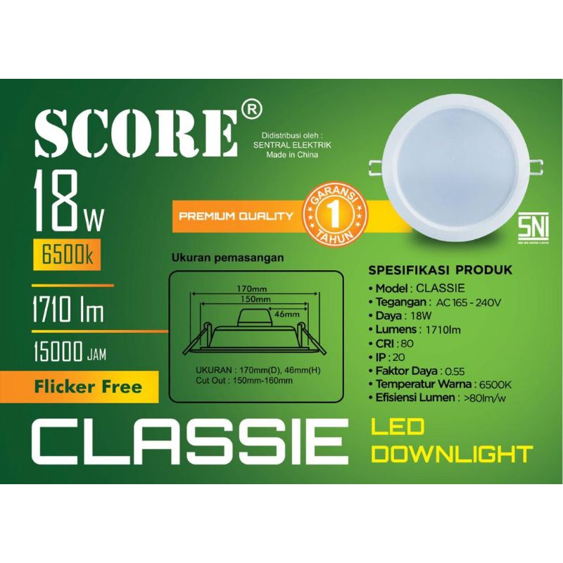 LAMPU LED PANEL SCORE 18W