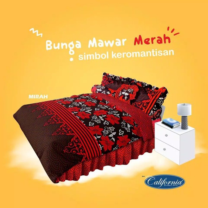 BEDCOVER SET 180x200 CALIFORNIA KING NO 1 SPREI RUMBAI MOTIF MIRAH - BED COVER  BADCOVER BETCOVER