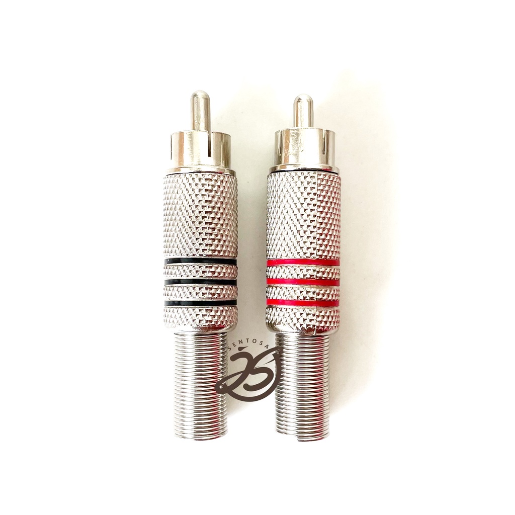 JACK RCA SILVER (1SET) SEPASANG (MERAH-HITAM) JACK RCA MALE BESI JACK AUDIO RCA BESI METAL