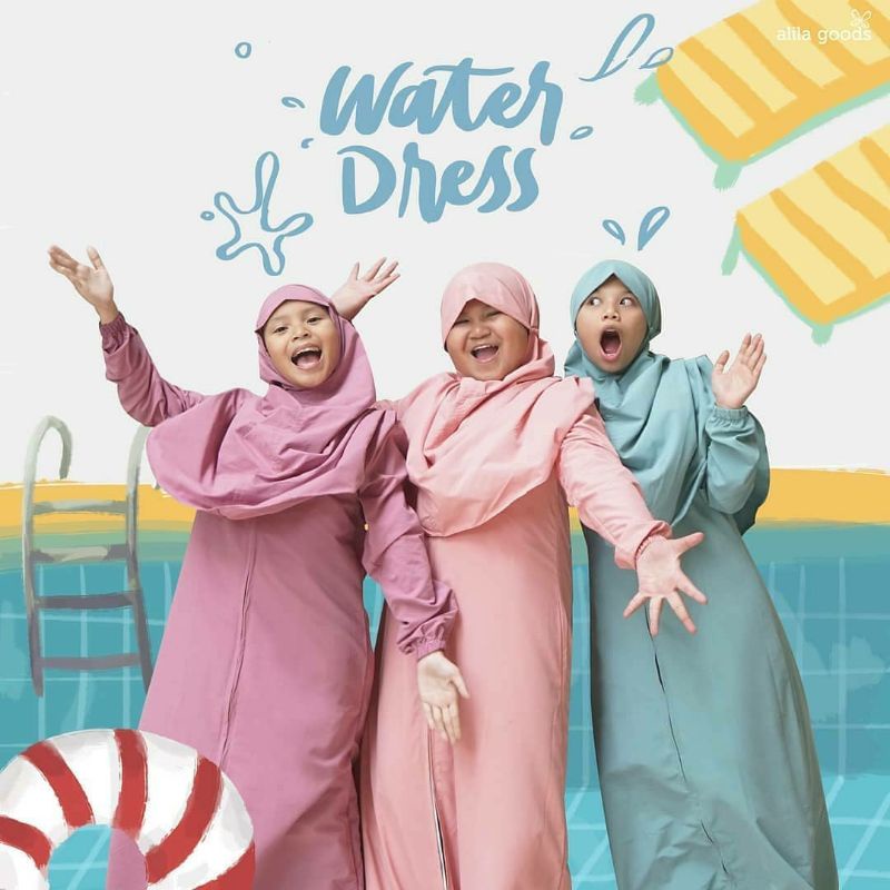 Waterdress Water Dress Alila / Baju Renang Anak Muslim / Gamis Berenang