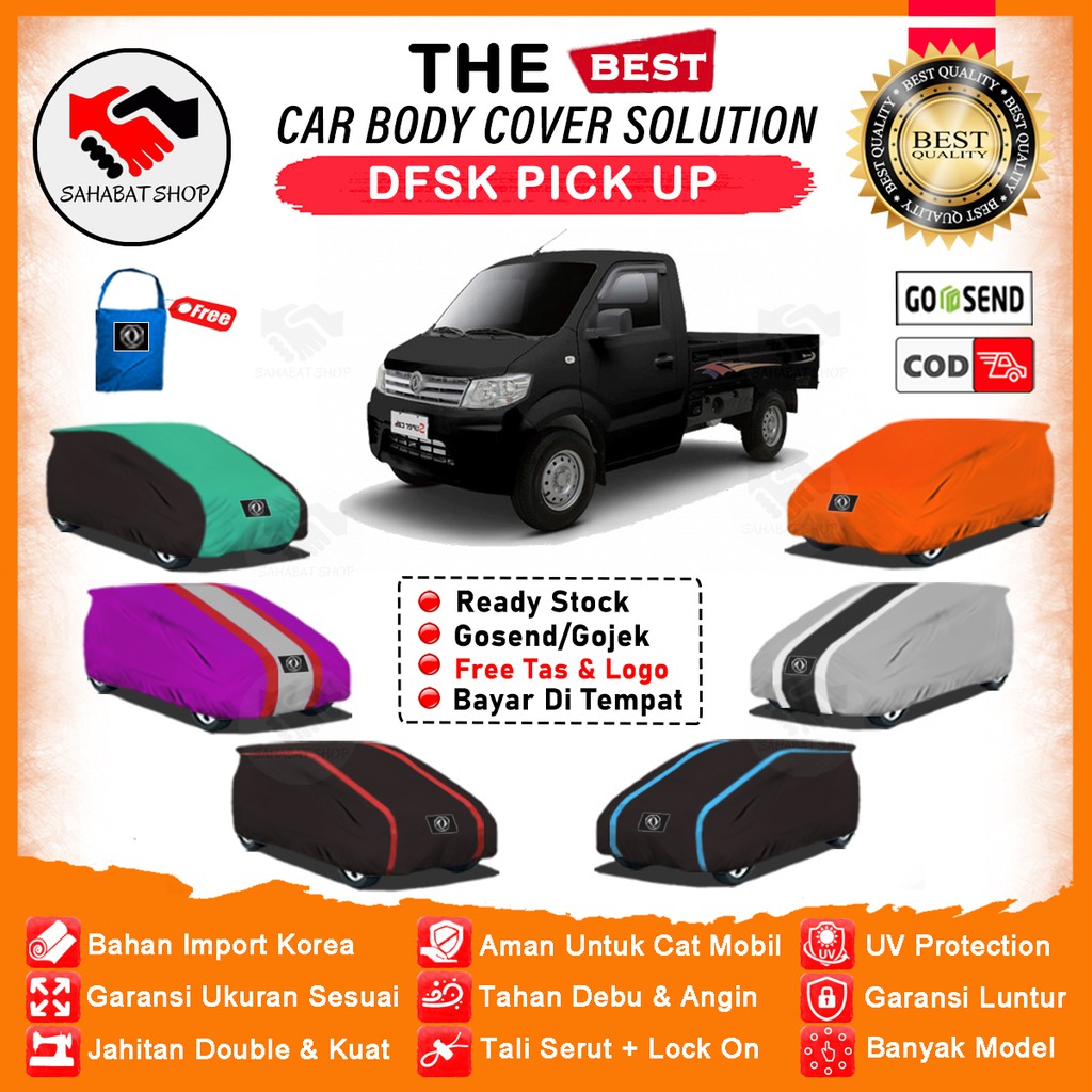 Sahabat Body Cover Mobil DFSK Pick Up / Sarung Penutup DFSK Pickup Outdoor / Selimut Mantel Tutup Jas Mantol Pelindung Pembungkus Kerudung Kerodong Kelambu Terpal Tutupan Bungkus Mobil DFSK Pikup Waterproof Anti Air Model Orange