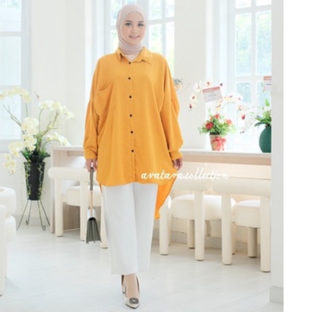 Ratu Tunik Crincle Oversize Ld 130cm Muat Bb 75kg/ Tunik polos jumbo crincle/ long tunik oversize wanita