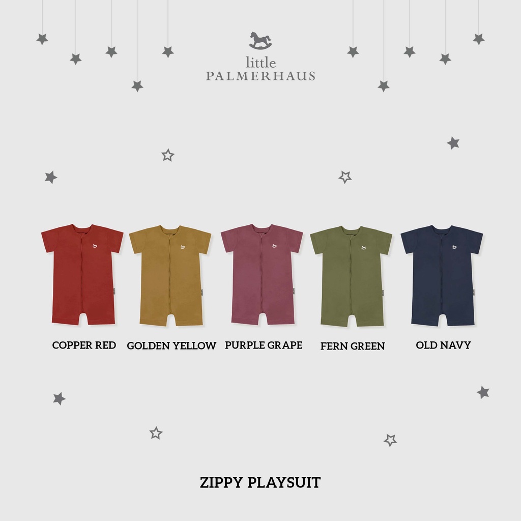 Little Palmerhaus Zippy Playsuit  Baju Pakaian Harian Bayi Bodysuit Jumpsuit Jumsuit Jamsuit Jamper Jumper Romper Zipper Lengan Pendek Buka Kaki Anak Bayi Laki Laki Perempuan Cowok Cewek New Born Baru Lahir 0 6 12 24 Bulan Palmerhouse-2