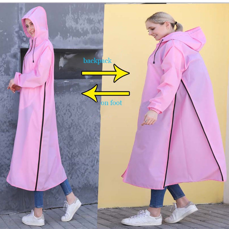 Hooded Rain Poncho Waterproof Windbreaker Women Raincoat Men Black Rain Clothes Covers EVA Rain Jack