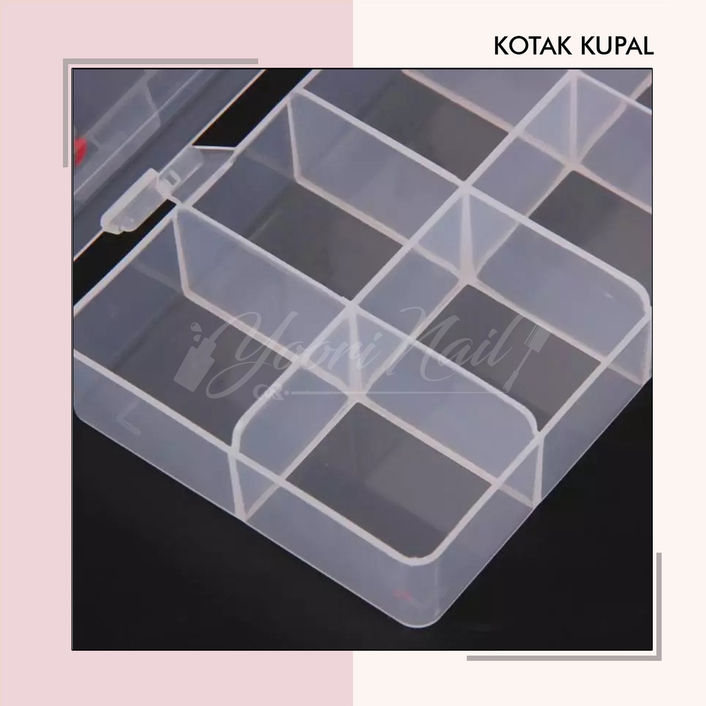 Kotak kuku palsu nomor putih transparant fake nail box false nails kotak sekat tempat kupal