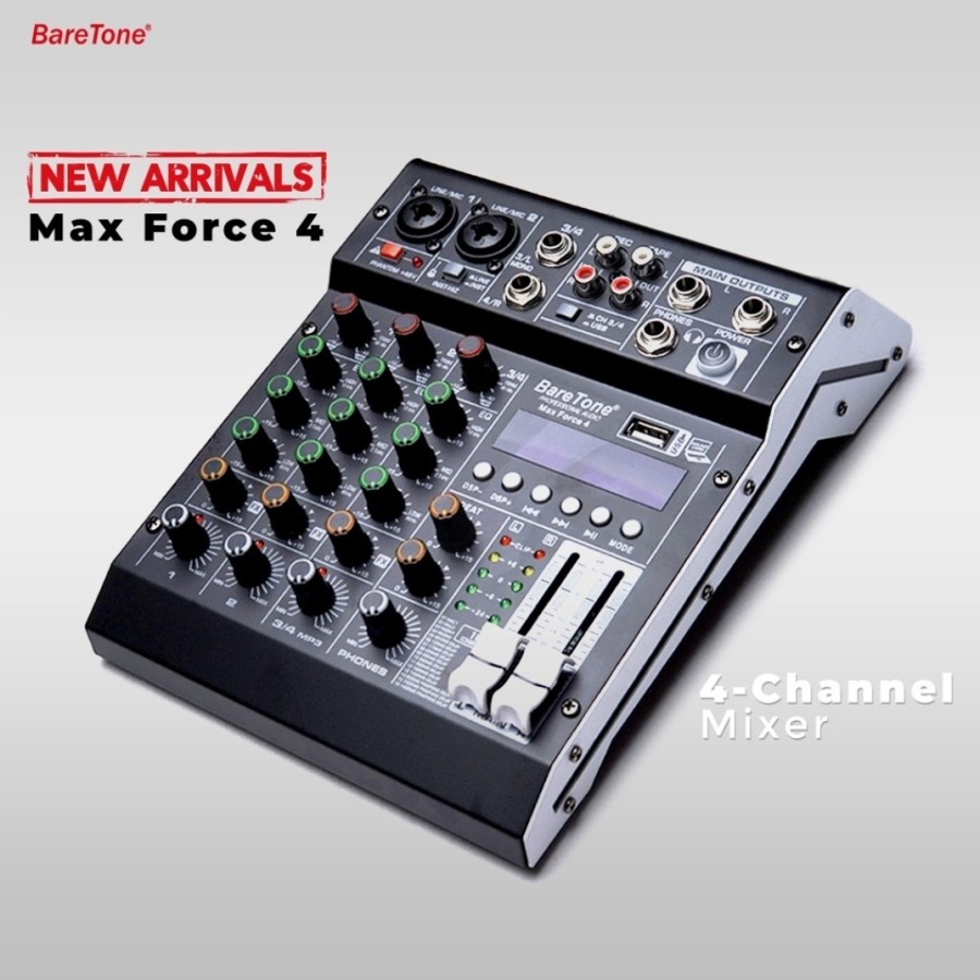 Mixer audio bluetooth Baretone Max force 4 original 4 channel