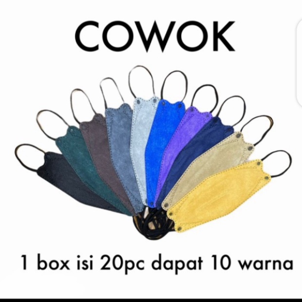 Unik MASKER KF94 WARNA WARNI MASKER KF 94 RAINBOW ISI 20 pcs mix 10 warna - COWO Berkualitas