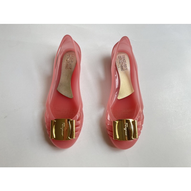 preloved salvatore ferragamo bermuda jelly shoes pink 37