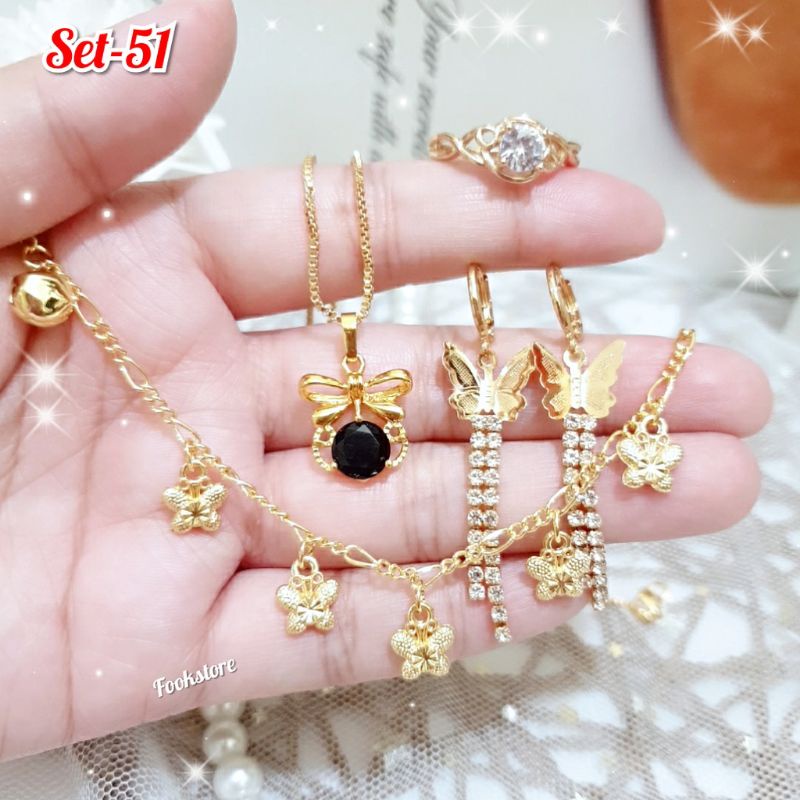 paket set perhiasan xuping asli lapis emas 24 k 99.9%