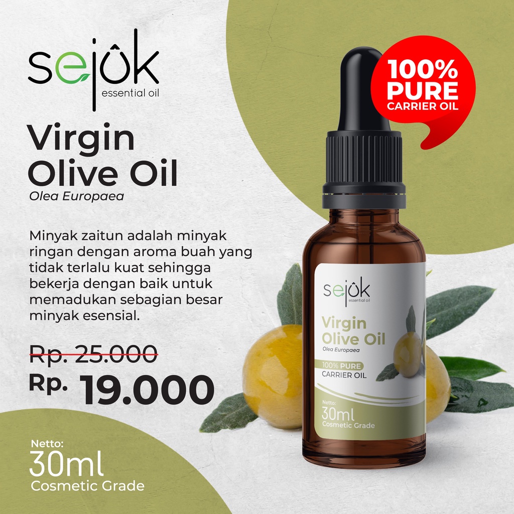 SEJUK Virgin Olive Oil / Minyak Zaitun Carrier Oil Pure 100% - 30ml