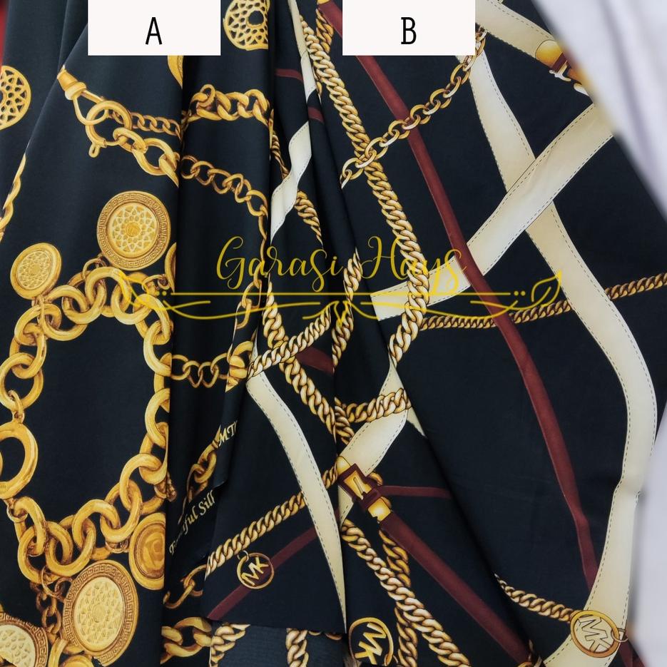 Menarik Kain Silk Satin Sutra Motif Versace Michael Kors Lebar 150 cm
