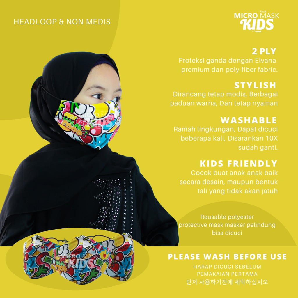 MICRO MASK KIDS® ONLY EAT HALAL FOOD Masker kain Masker Masker hijab kain Masker kain hijab motif-HALAL 04