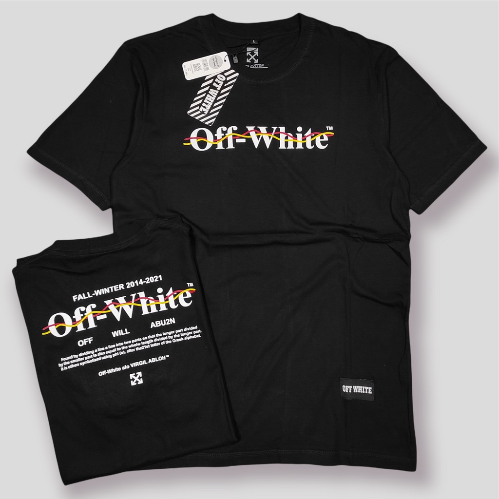 KAOS DISTRO OFF WHITE BAJU PRIA / WANITA LENGAN PENDEK ORIGINAL BAHAN COTTON COMBAD 30S TEBAL
