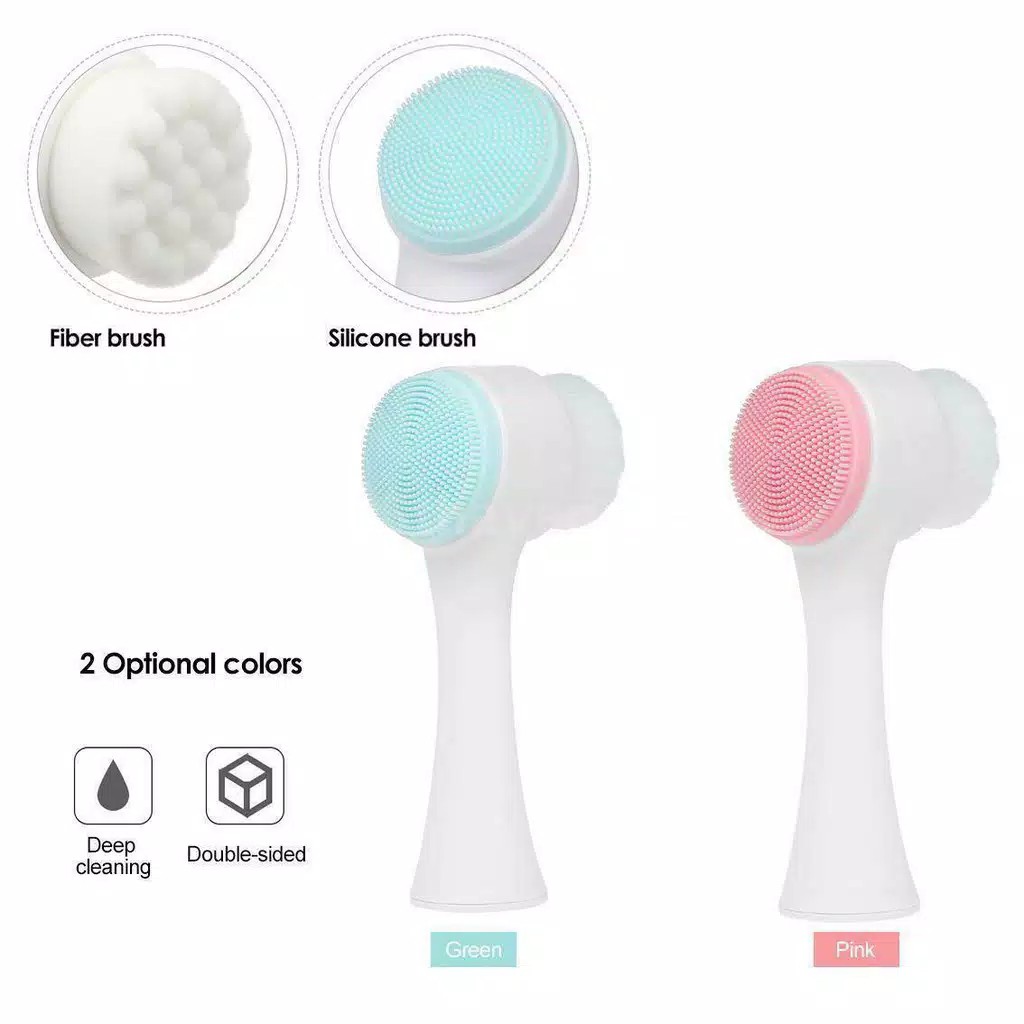 Sikat Wajah Terbaru / Alat Pembersih Muka 3D Silicone Brush 2 in 1