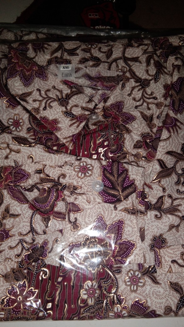 Kemeja Batik Lengan Panjang/ Hem Batik/ Batik Pria Motif Mega Mendung/ Tanjung Pink