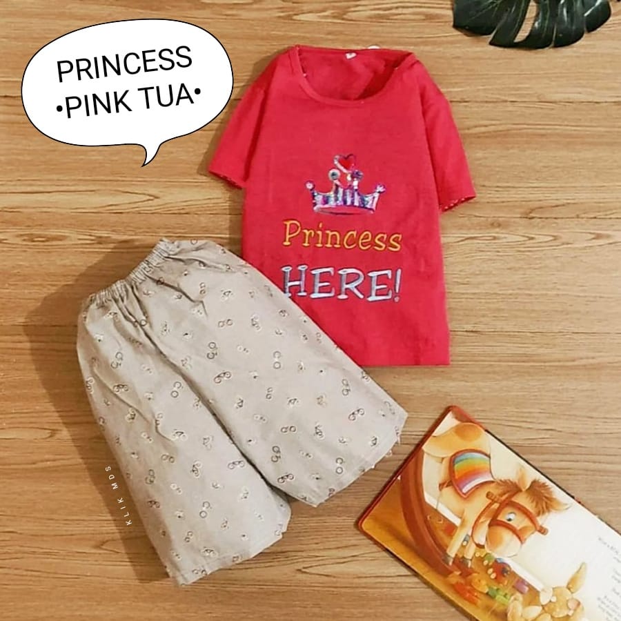 Setelan Anak Perempuan / Baju Anak Perempuan Kaos Katun Motif Princess