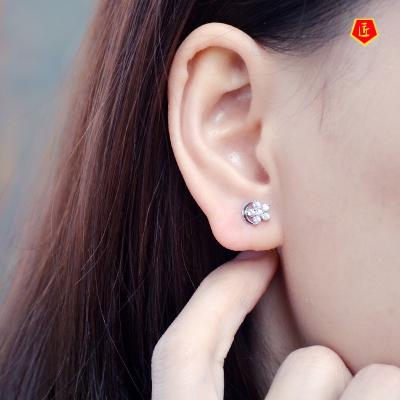 [Ready Stock]Star Moon Ear Studs Temperamental Simple Personalized