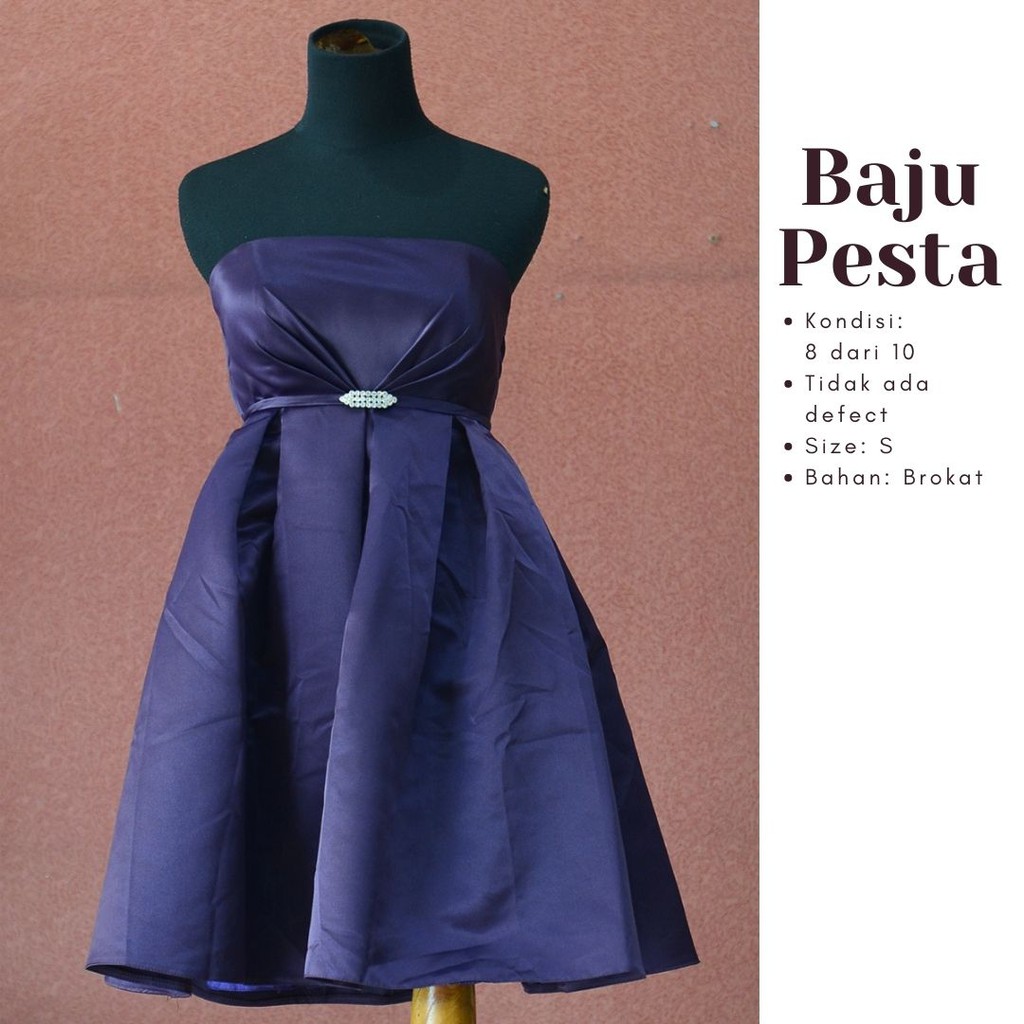 Evening Prom Mini Purple Dress Bahan Brokat