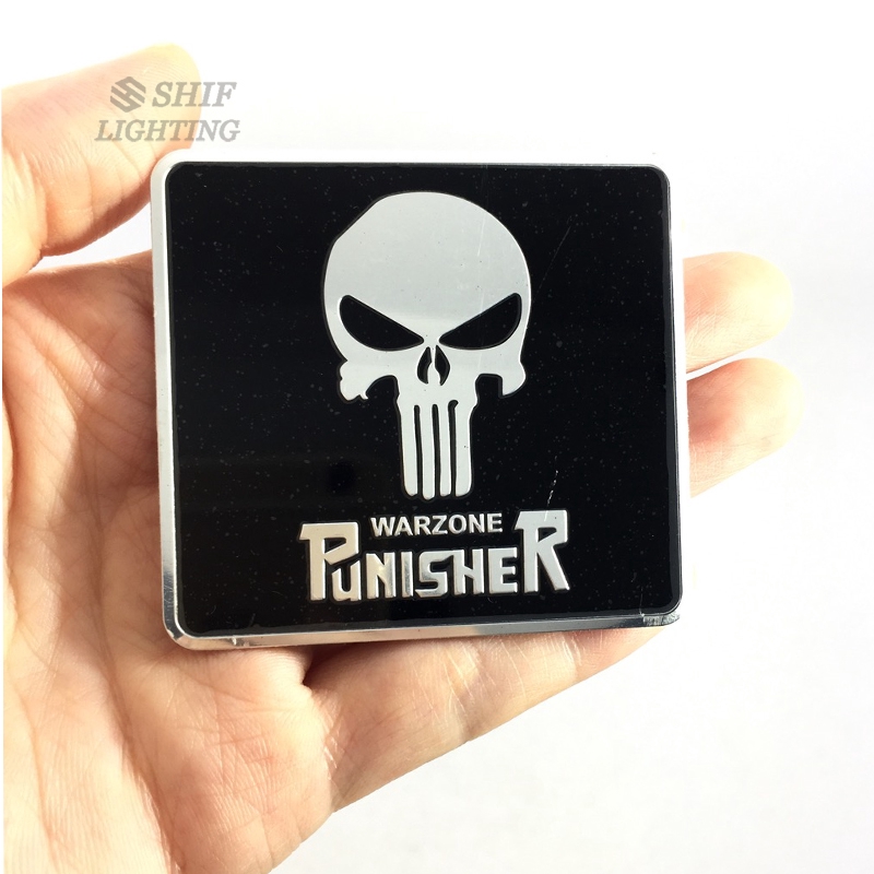 1Pc Stiker Emblem / Badge Motif Logo Punisher Bahan Aluminium untuk Mobil / Truk