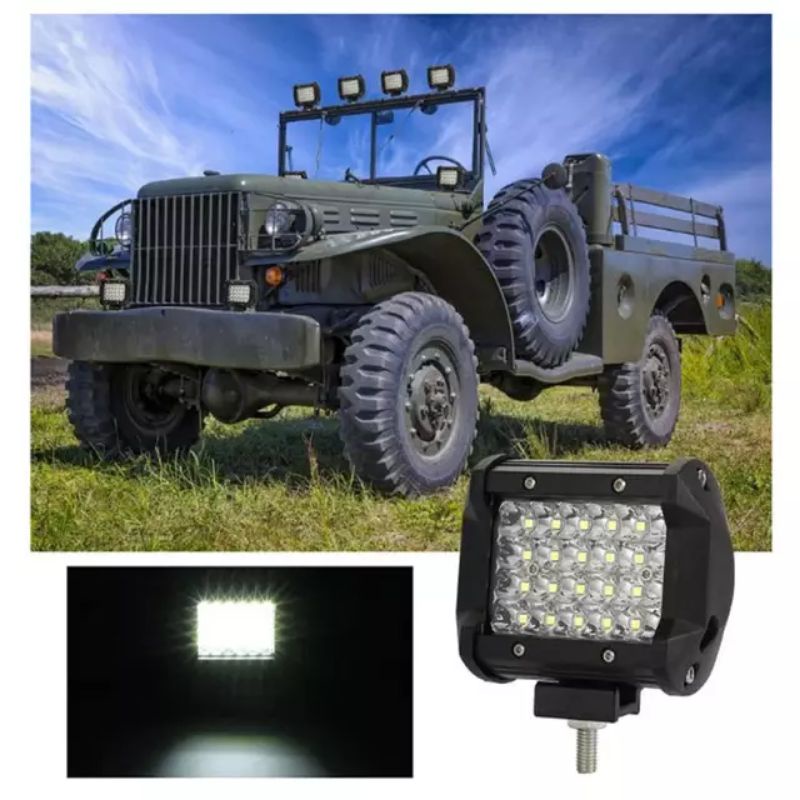 Lampu LED CWL Tembak Sorot Work Light 24 Mata 4 Susun Bar CREE Waterproof Motor Mobil High Grade Offroad 24 Titik OWL LightBar Senja Putih Cutoff Kotak Jeep Headlight Headlamp Utama Depan