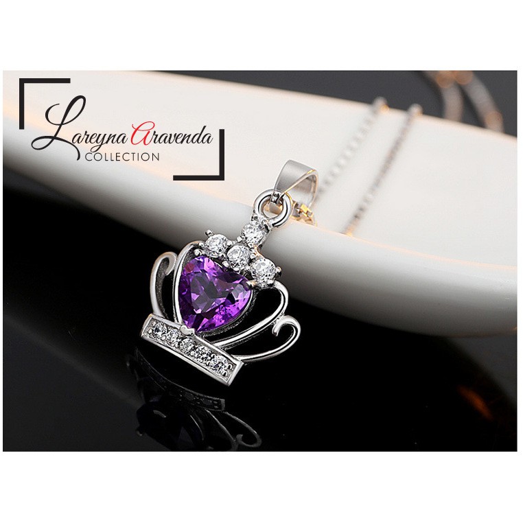 Kalung Wanita Titanium Liontin Model Mahkota Kristal Crystal Anti Karat Non Alergi KL047