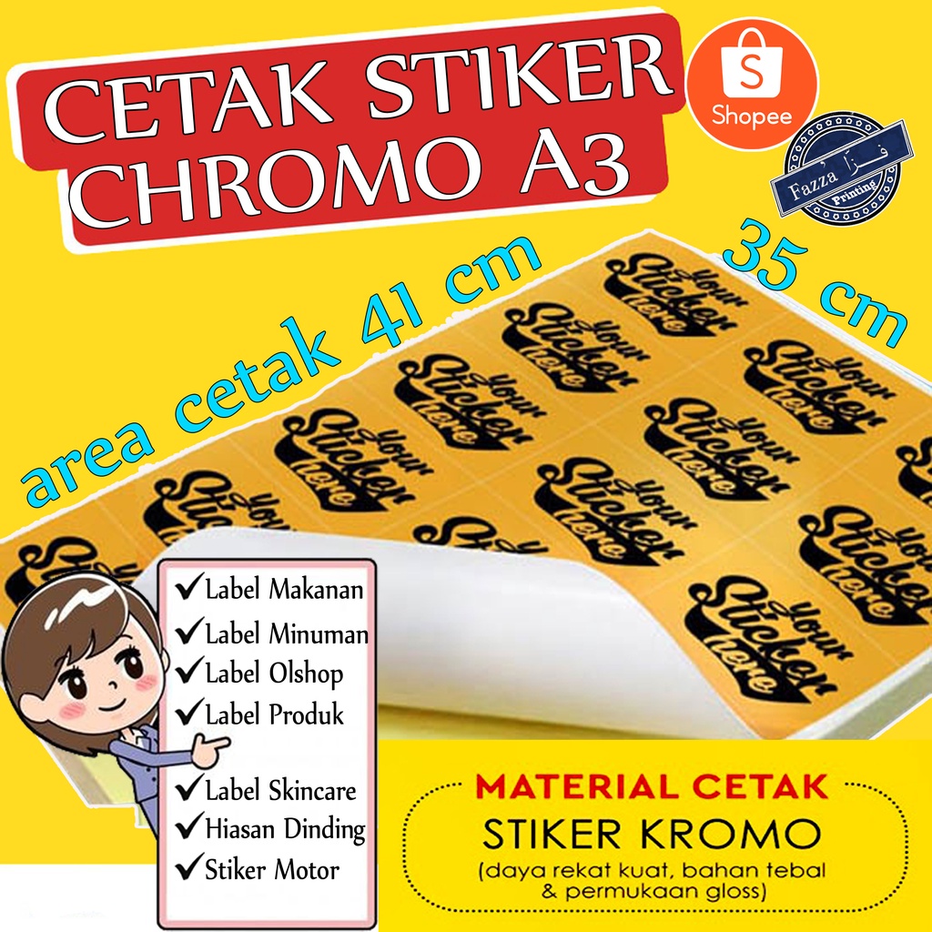 12.12 (COD) Sticker Label Bahan Cromo Glossy Stiker Olshop Stiker Makanan Stiker Custom Stiker Racin