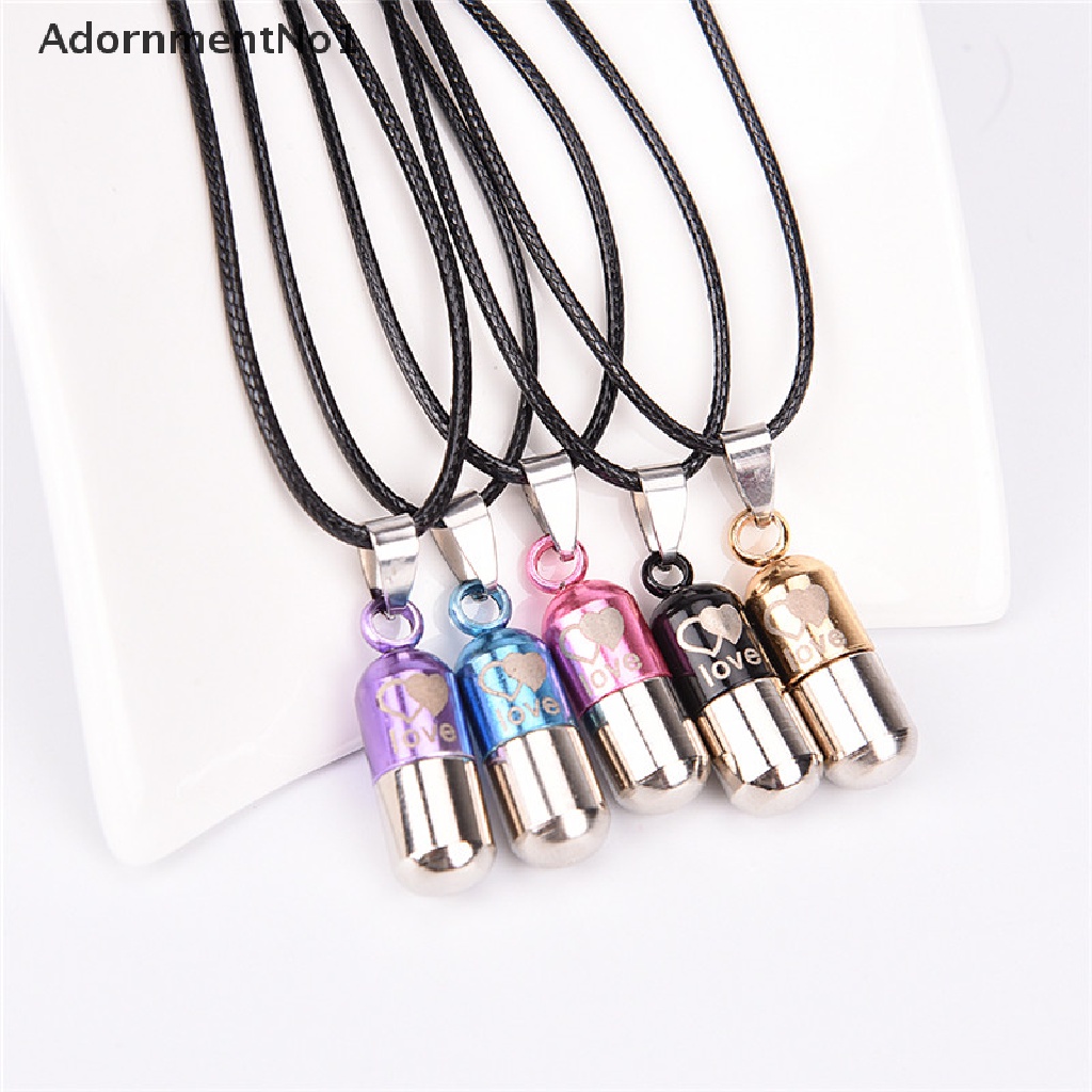 (AdornmentNo1) Kalung Rantai Dengan Liontin Kapsul Metal Mini Holder Abu Kremasi