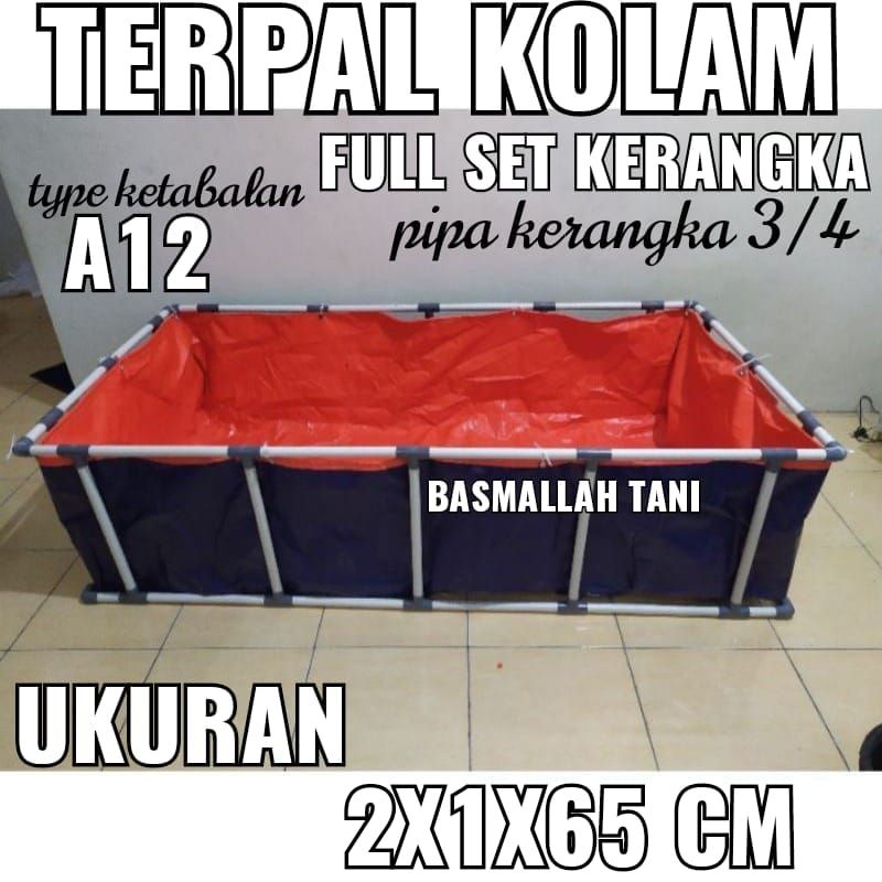 full set terpal kolam ikan 200x100x65 cm A12 fullset beserta kerangkanya