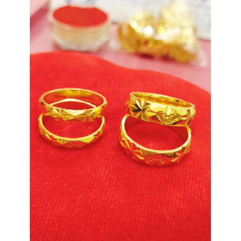 CINCIN UKIR MODEL EMAS 24 ( PERAK 925 ) LAPIS EMAS KUNING