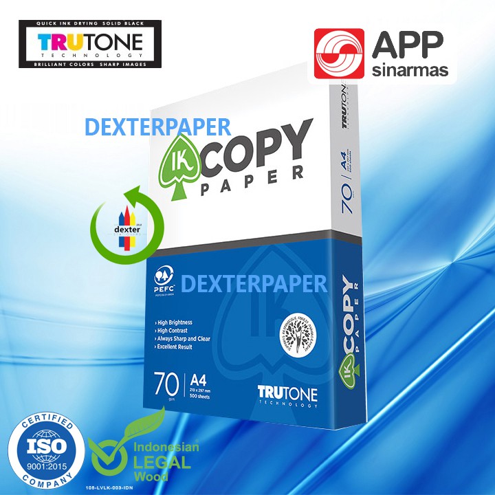 

KERTAS A4 70GSM COPYPAPER IK / KERTAS HVS A4 70 GRAM UNTUK PRINT DAN FOTOKOPI