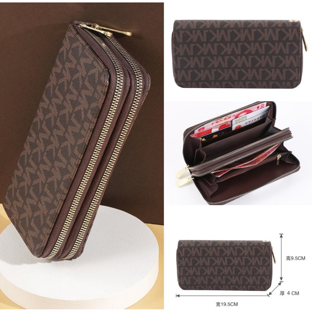 DOMPET PANJANG COKLAT WANITA PREMIUM 2 RESLETING WA314B7 RADISE KULIT  PESTA KOREA KARTU IMPORT BATAM