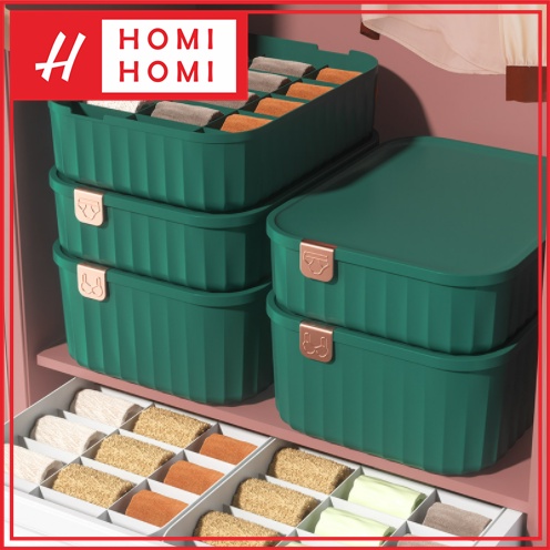 HomiHomi Kotak Penyimpanan Underwear Pakaian Serbaguna dengan Tutup Tempat Kotak Organizer Storage Box - USB005