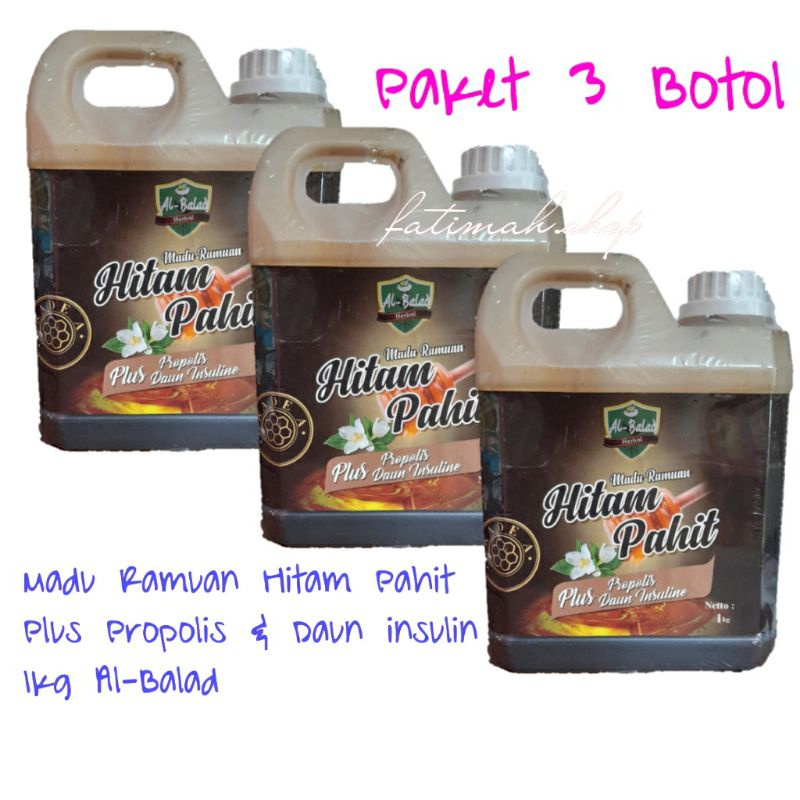 

Paket 3 Botol Madu Hitam Pahit Al-Balad 1kg Suplemen Diabets
