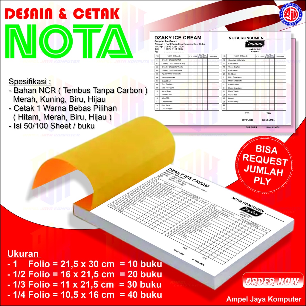 Nota Bon Faktur Surat Jalan Kwitansi CUSTOM