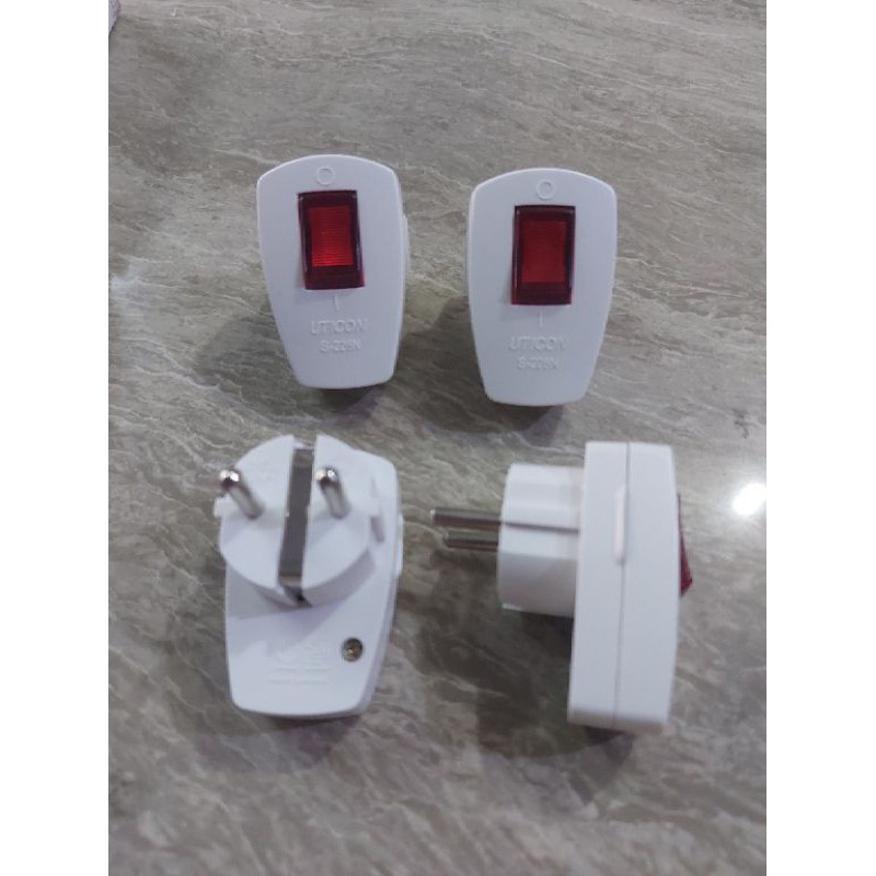 Steker Arde Saklar Lampu UTICON S 228 N/ Switched Protective Grounded Plug/ Cok Arde + Saklar Lampu