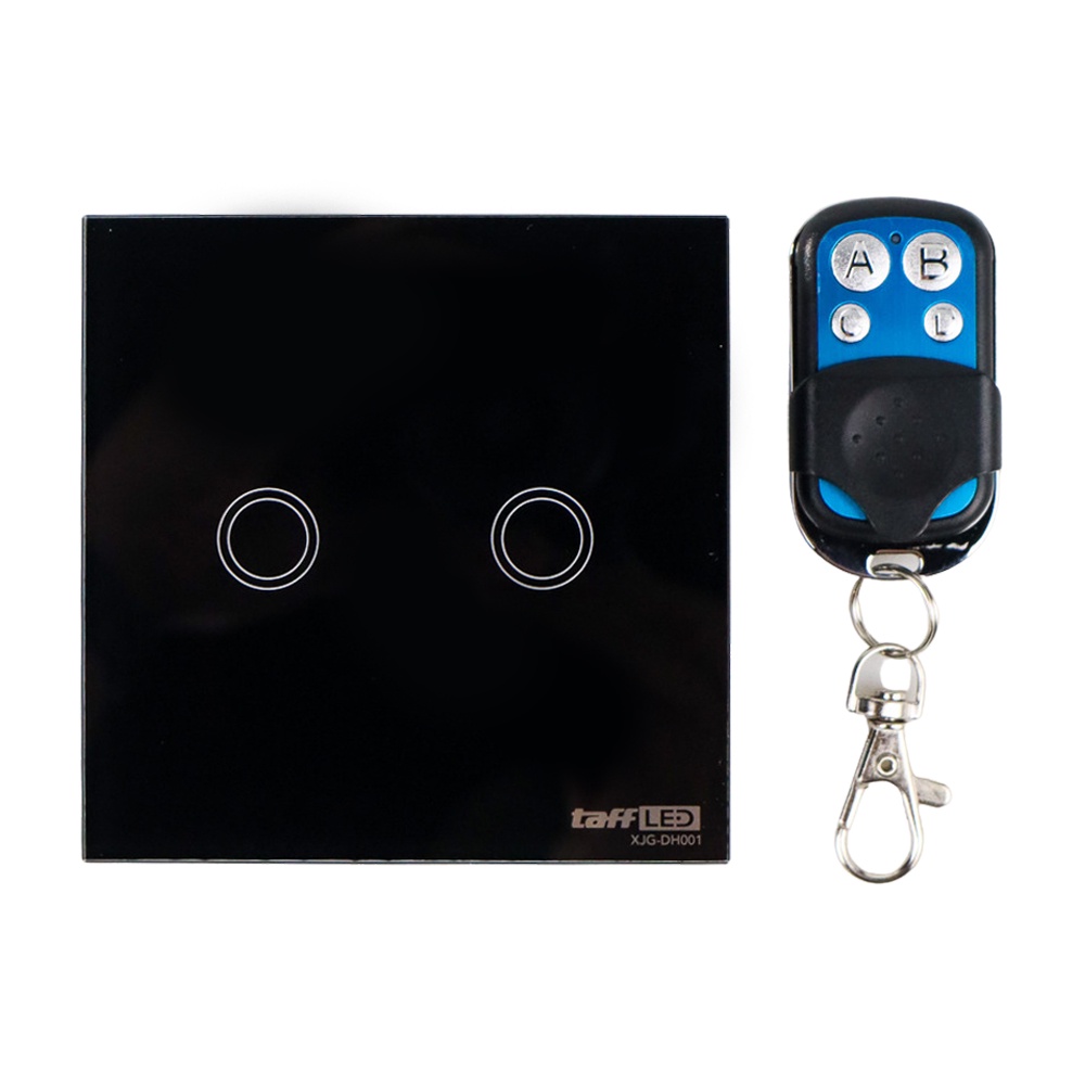 Saklar Lampu Luxury Touch LED with Remote 2 Intelligent Switch - XJG-DH001 - 1KHX02BK Black