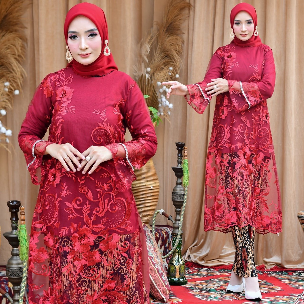 Setelan Kebaya Modern Elizabeth Tille Maroon Dan Warna Lain nya