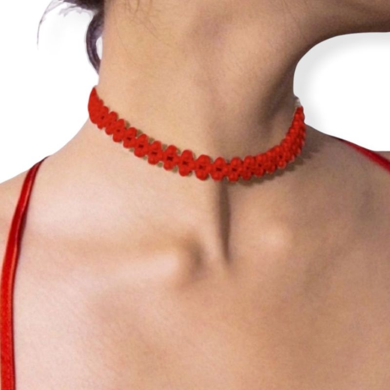 Luna Red Beads Choker Necklace Kalung Beads Anyam Korea Merah Imlek Sangjit