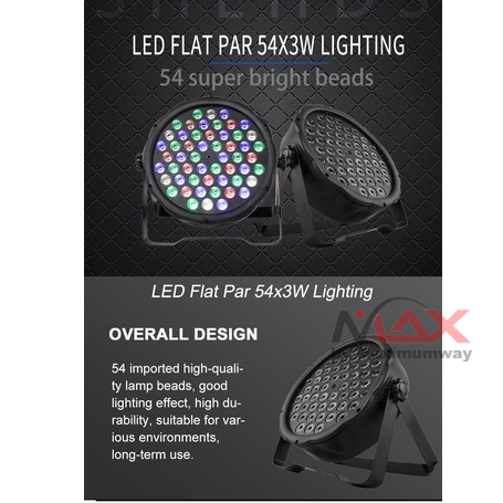 Lampu Par 54 x 3W Lighting Panggung DMX 512 port RBGW 54x3W LED Par Light RGBW Disco DJ Wash Light Equipment DMX 512 LED Uplights Strobe Stage Lighting Effect Light LED LED Flat Par 54x3W RGB Color Lighting Strobe DMX Controller For Disco DJ Music Party