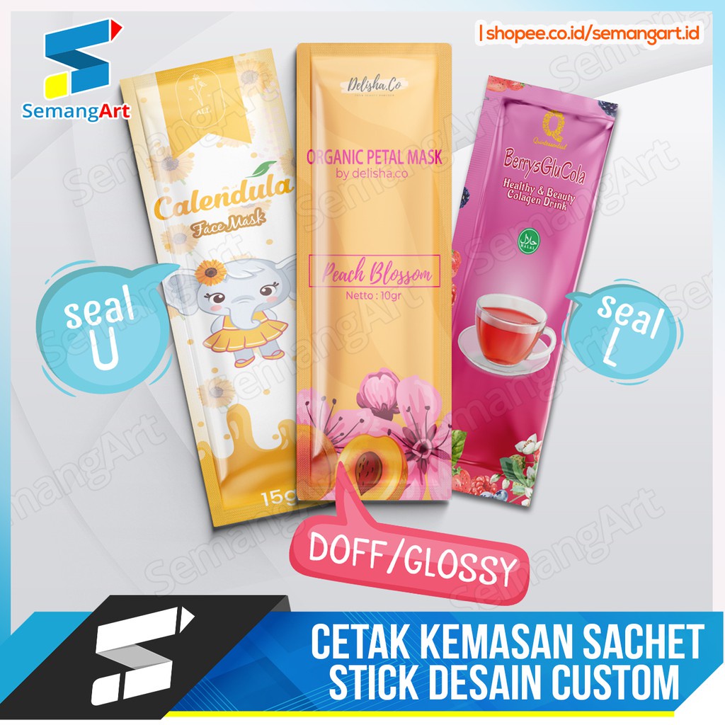 Cetak Kemasan Sachet Stick Full Printing Bungkus Masker / Makanan / Minuman Custom