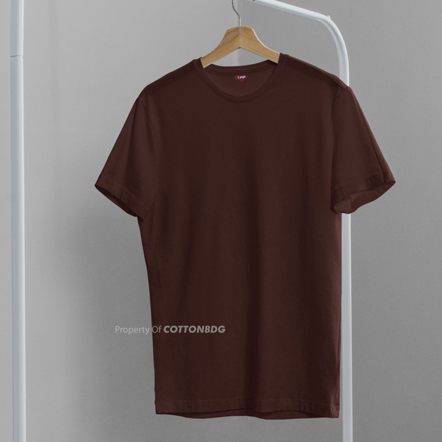 KAOS POLOS PRIA COKLAT CHOCO SOLID TANGAN PENDEK UKURAN S-XL BAHAN COTTON COMBED 30S ORGINAL